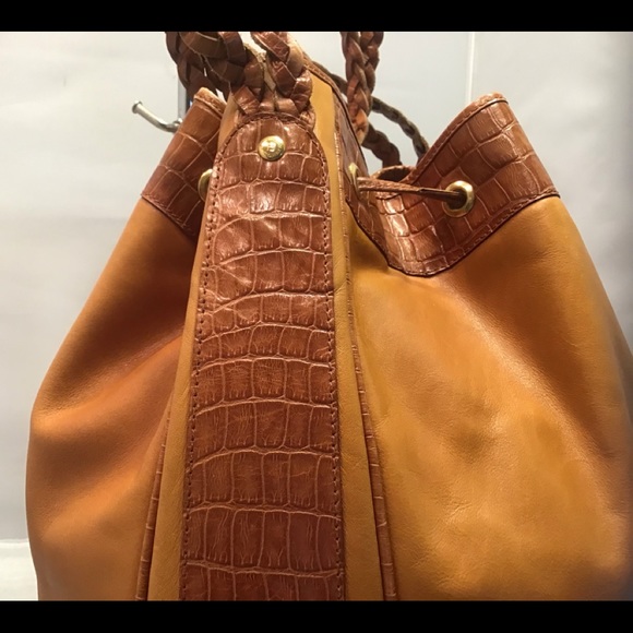 Auth Fendi Leather Croc Drawstring Hobo Bag XL - Picture 7 of 16